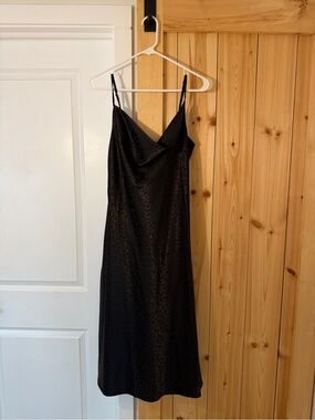 Forever 21 Black Satin Cowl Neck Slip Maxi Dress